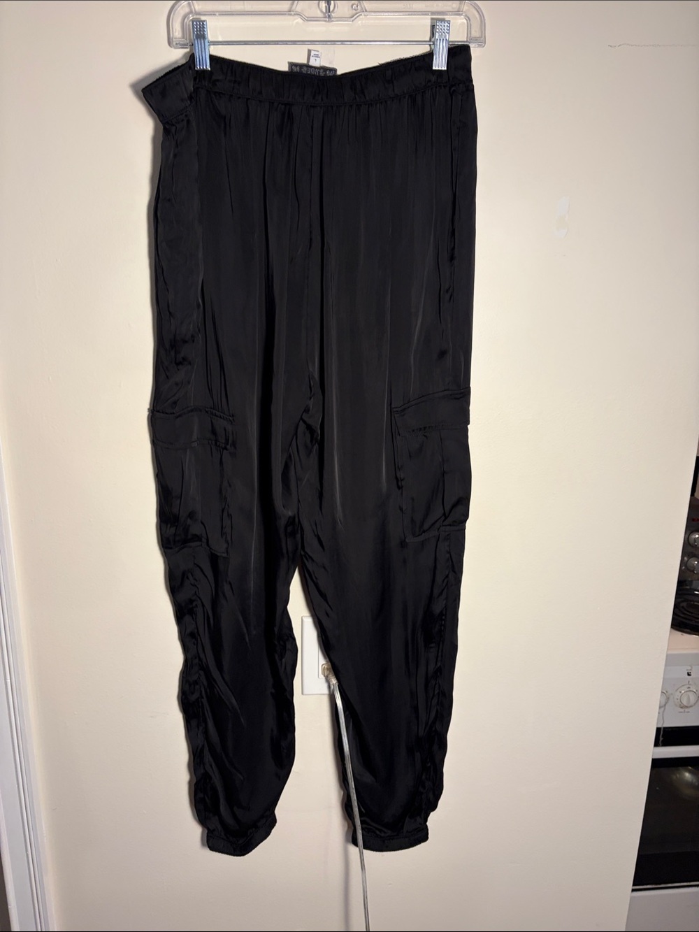 Johnny Was Black Satin Track Jogger Pants
